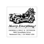 Schattige Retro Kerstman Kerst Santa Auto Retourad Rubberstempel (Afrduk)