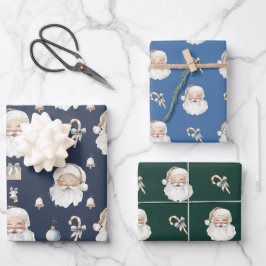 Schattige Retro Kerstman & Snoepstok Kerstmis Inpakpapier Vel