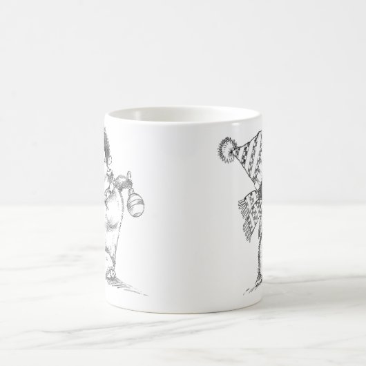 Schattige Retro Kerstmis Pinguïn met Hoed en Sjaal Koffiemok (Center)