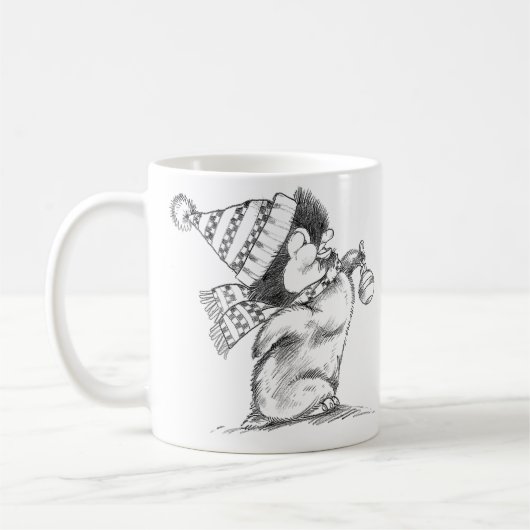 Schattige Retro Kerstmis Pinguïn met Hoed en Sjaal Koffiemok (Links)