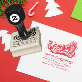 Schattige Retro Kerstmis Santa Auto Retouradres Rubberstempel