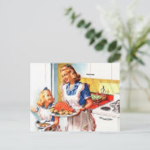 schattige retro  keuken mam briefkaart (Staand voorkant)