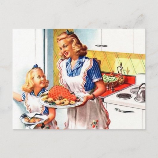 schattige retro  keuken mam briefkaart (Voorkant)