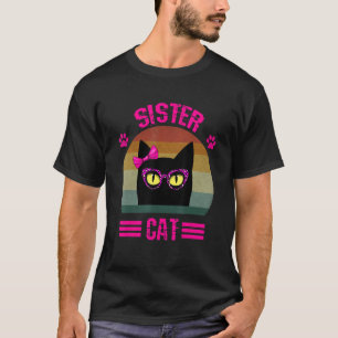 Schattige Retro Kleine Zus Kat Met Roze Luipaard B T-shirt