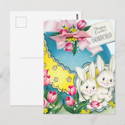 schattige retro  kleinkind paasbunny briefkaart (Voorkant / Achterkant)