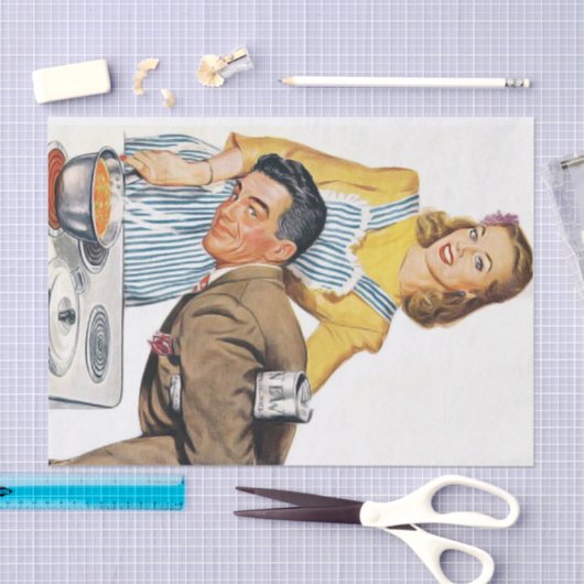 schattige retro kookdame ontkoppeld tissuepapier (Craft)