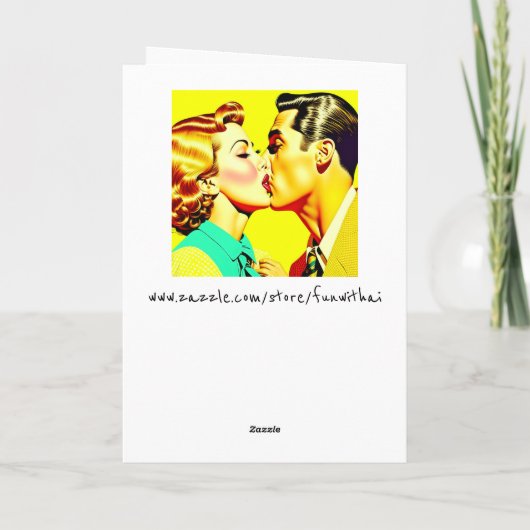 Schattige Retro Koppel Kussen Valentijnsdag Kaart (Achterkant)