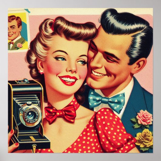 Schattige retro koppel poster (Voorkant)