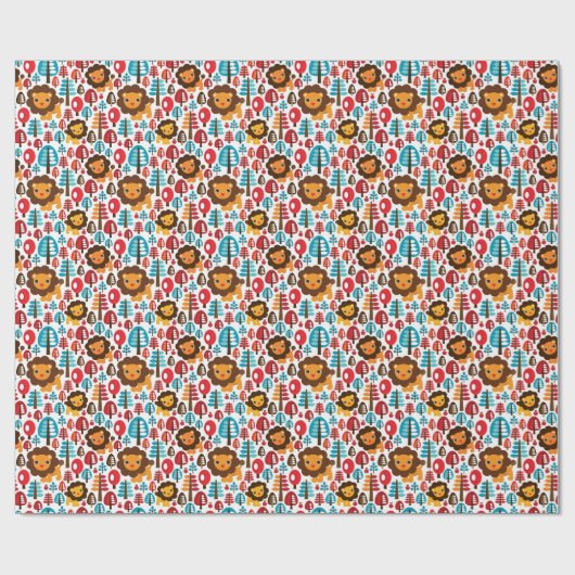 schattige retro Lion kinder illustratie Cadeaupapier (Vlak)