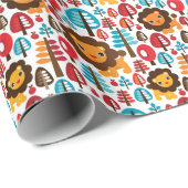 schattige retro Lion kinder illustratie Cadeaupapier (Rol Hoek)