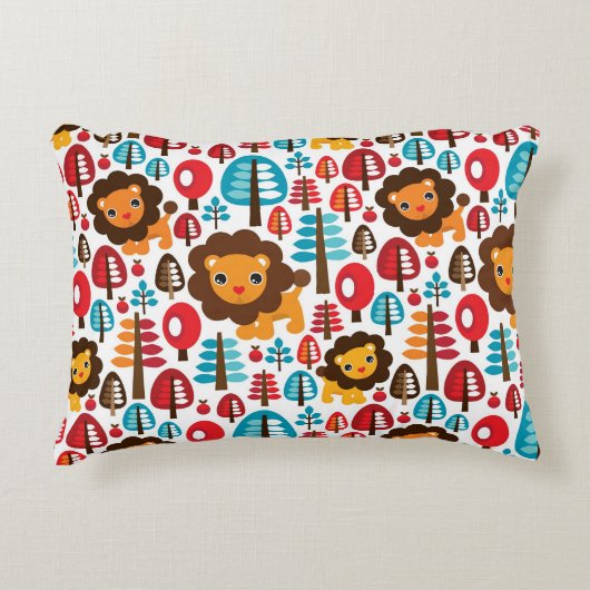 schattige retro Lion kinder illustratie Decoratief Kussen (Voorkant)
