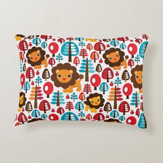schattige retro Lion kinder illustratie Decoratief Kussen (Achterkant)