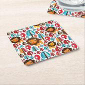 schattige retro Lion kinder illustratie Kartonnen Onderzetters (Schuin)