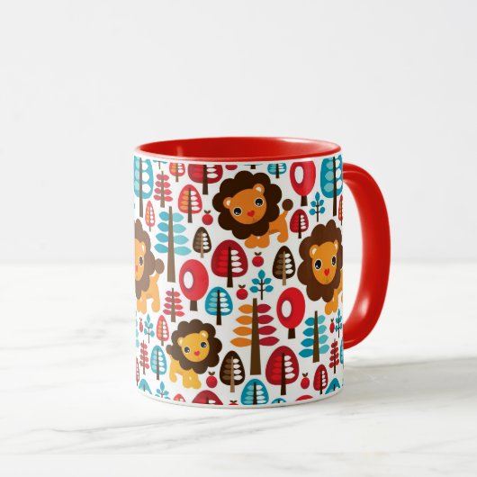 schattige retro Lion kinder illustratie Mok (Voorkant rechts)