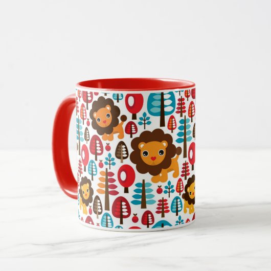 schattige retro Lion kinder illustratie Mok (Voorkant links)