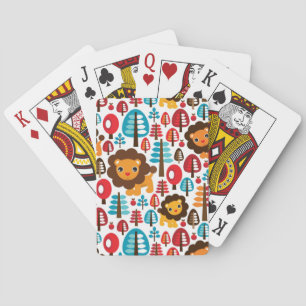 schattige retro Lion kinder illustratie Pokerkaarten