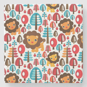 schattige retro Lion kinder illustratie Stenen Onderzetter