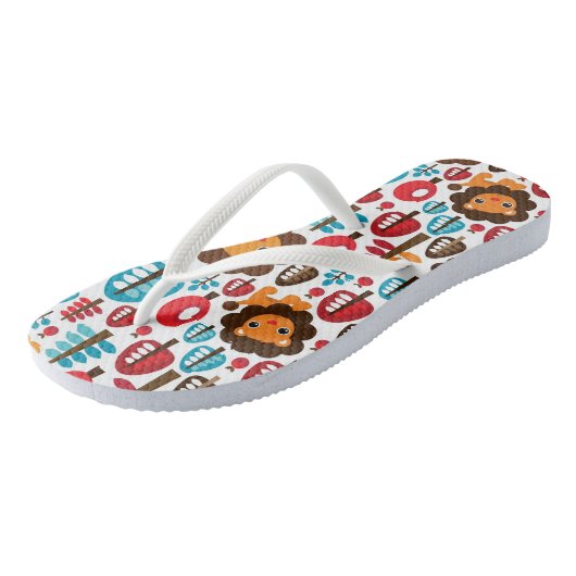 schattige retro Lion kinder illustratie Teenslippers (Schuin)