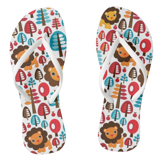 schattige retro Lion kinder illustratie Teenslippers (Voetbed)