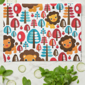 schattige retro Lion kinder illustratie Theedoek (Gevouwen)