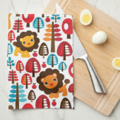 schattige retro Lion kinder illustratie Theedoek (Quarter Fold)