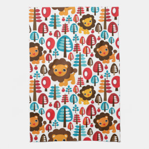 schattige retro Lion kinder illustratie Theedoek