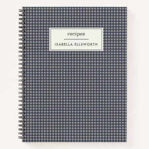 Schattige Retro Marine Gingham Schotse Ruit Persoo Notitieboek
