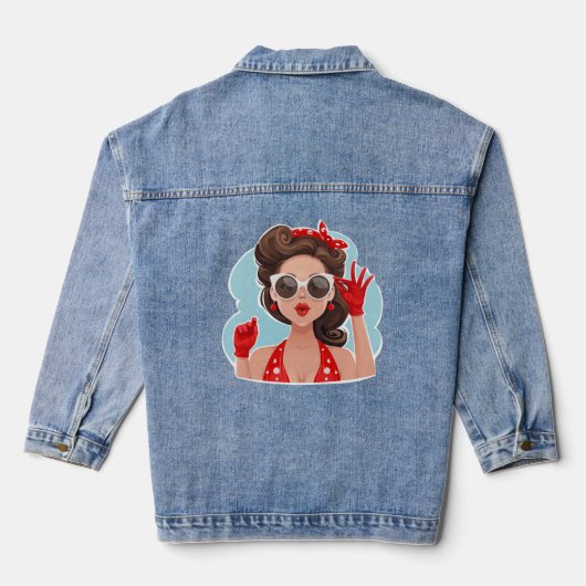 Schattige Retro Meisje Denim Jas Denim Jacket (Achterkant)
