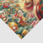 Schattige Retro Meisje Kerstmis Tissuepapier (Detail)
