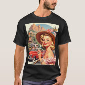 Schattige  Retro Meisje Schilderen T-shirt (Voorkant)