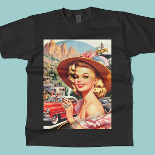 Schattige Retro Meisje Schilderen T-shirt