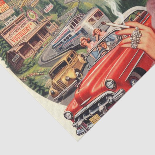 Schattige  Retro Meisje Schilderen Tissuepapier (Detail)