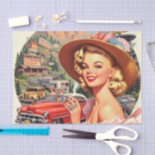 Schattige  Retro Meisje Schilderen Tissuepapier (Craft)