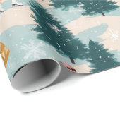 Schattige Retro Meisjes Schaatsen in Winter Wonder Cadeaupapier (Rol Hoek)