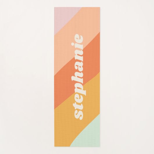 Schattige Retro Mint Pastel Geometrische Strepen | Yogamat (Voorkant)