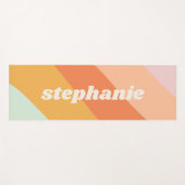 Schattige Retro Mint Pastel Geometrische Strepen | Yogamat (Voorkant (horizontaal))