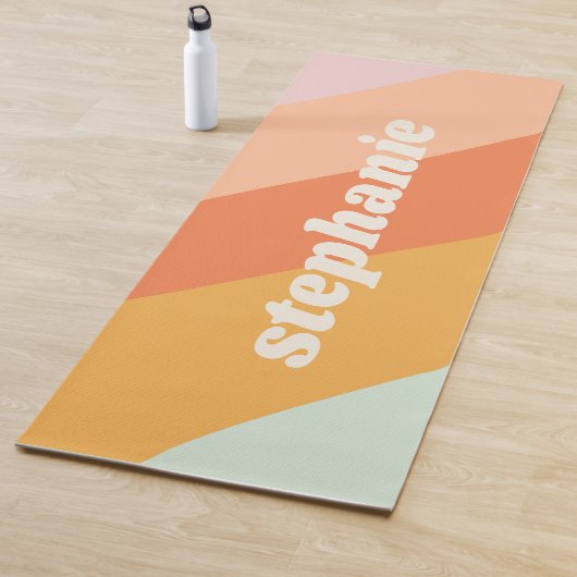 Schattige Retro Mint Pastel Geometrische Strepen | Yogamat (In situ)