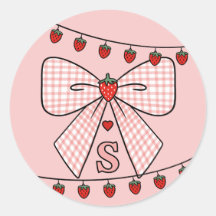 Schattige Retro Monogram Beginletters Strawberry C