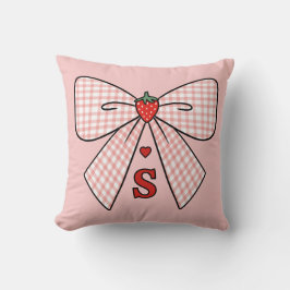 Schattige Retro Monogram Eerste Letter Strawberry  Kussen