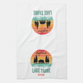 Schattige Retro Mountain Lake Tahoe Souvenir Theedoek (Verticaal)