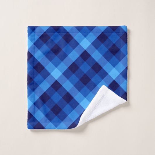 Schattige Retro Ocean Blue Plaid Wasdoek Washandje (Wasdoekje)
