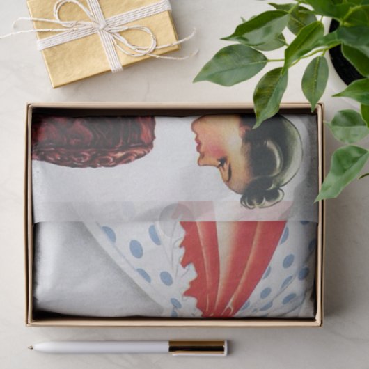 schattige retro  ontkoppelde dame bakken tissuepapier (Geschenk)