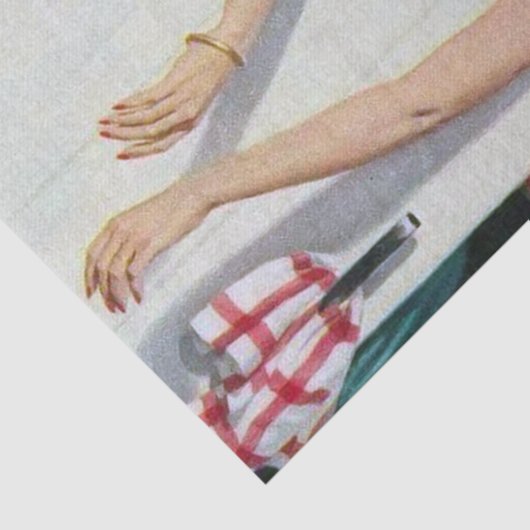 schattige retro ontkoppelde dame koken tissuepapier (Detail)