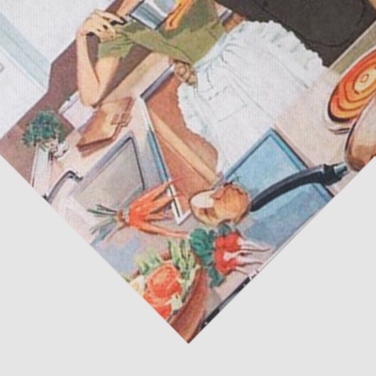 schattige retro  ontkoppelde dame koken tissuepapier (Detail)