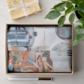 schattige retro ontkoppelde dame koken tissuepapier (Geschenk)