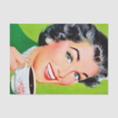 schattige retro ontkoppelingsdame koffie tissuepapier (Voorkant)
