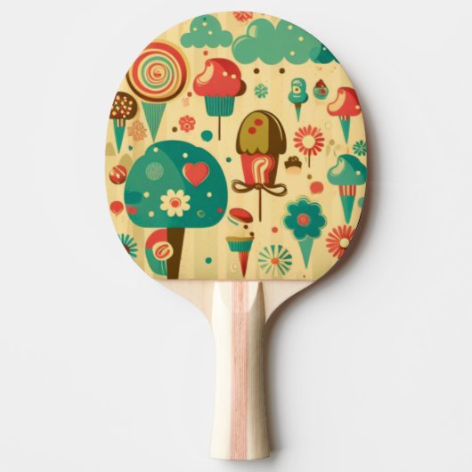 Schattige retro ontwerp kinder Ping Pong Paddle Tafeltennisbatje (Voorkant)