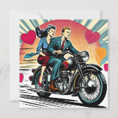 Schattige Retro Paar op Motorfiets Valentijnsdag Kaart (Voorkant)