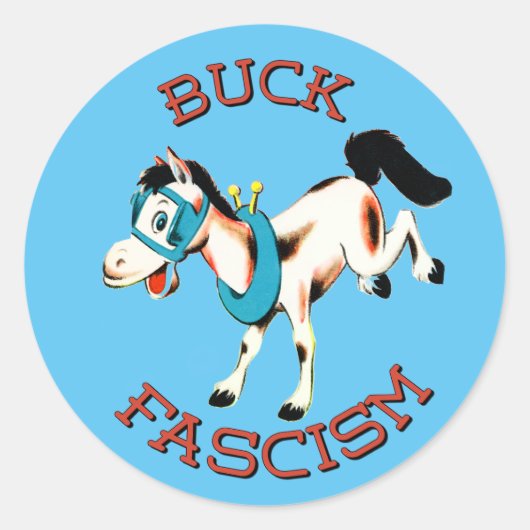 Schattige Retro Paard - Buck Fascisme Ronde Sticker (Voorkant)