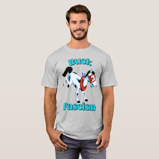 Schattige Retro Paard - Buck Fascisme T-shirt (Voorkant volledig)